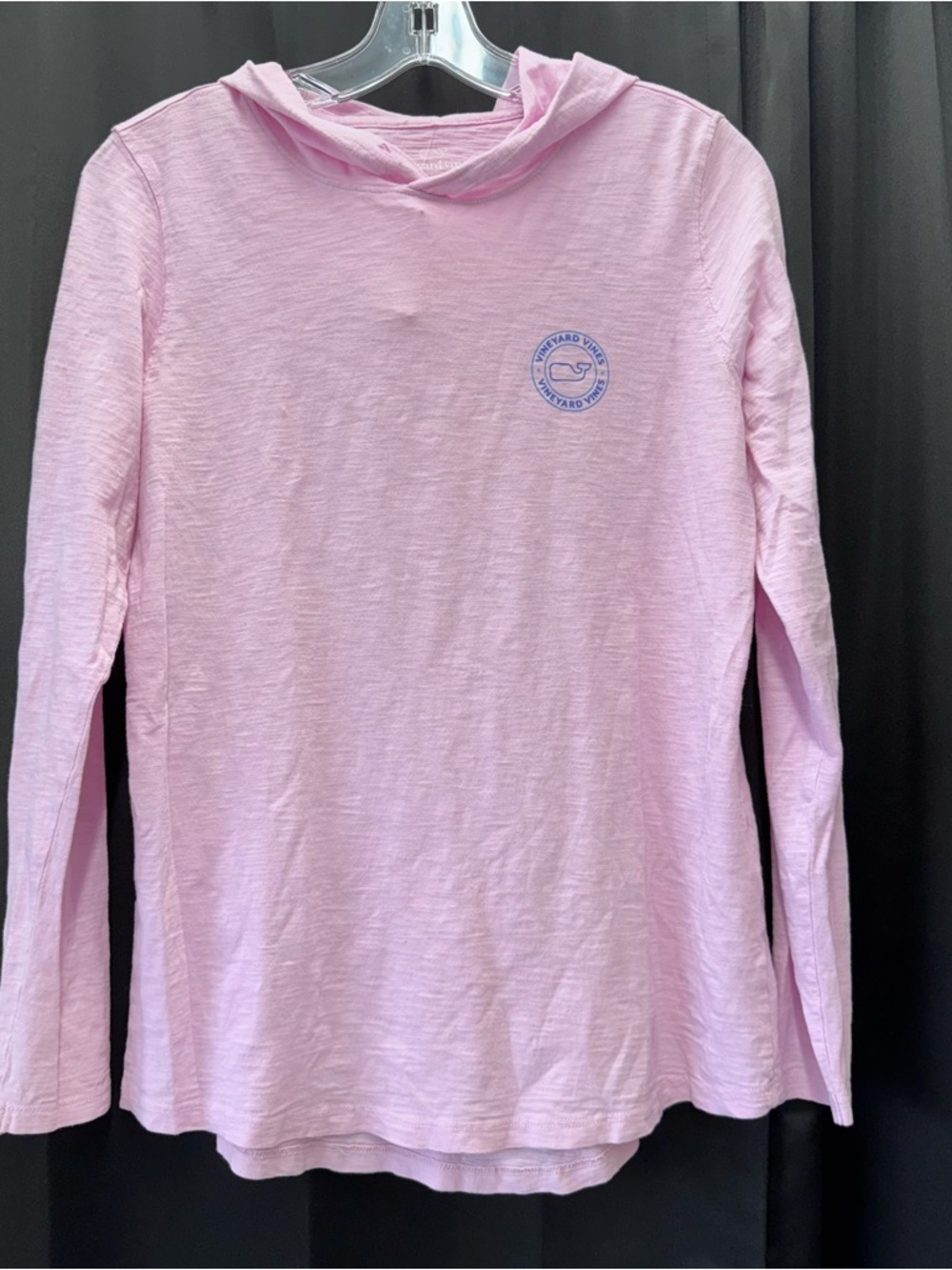 Vineyard Vines Light Pink Long-Sleeve Hooded Tee with Chest Logo